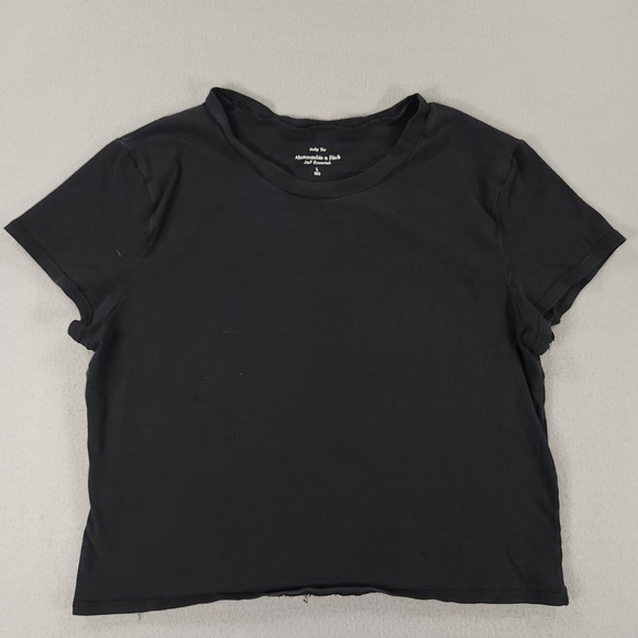 Abercrombie & Fitch Tops - Abercrombie & Fitch Baby Tee Womens L Black Short Sleeve Cotton Blend TShirt Top